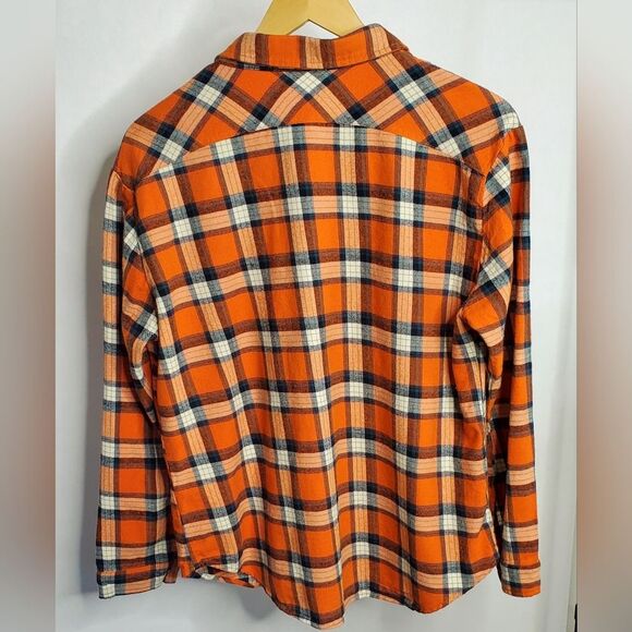 Men's Guanyy Plaid Shirt - Orange, Blue and White - XL (but see measurements) - Picture 2 of 4
